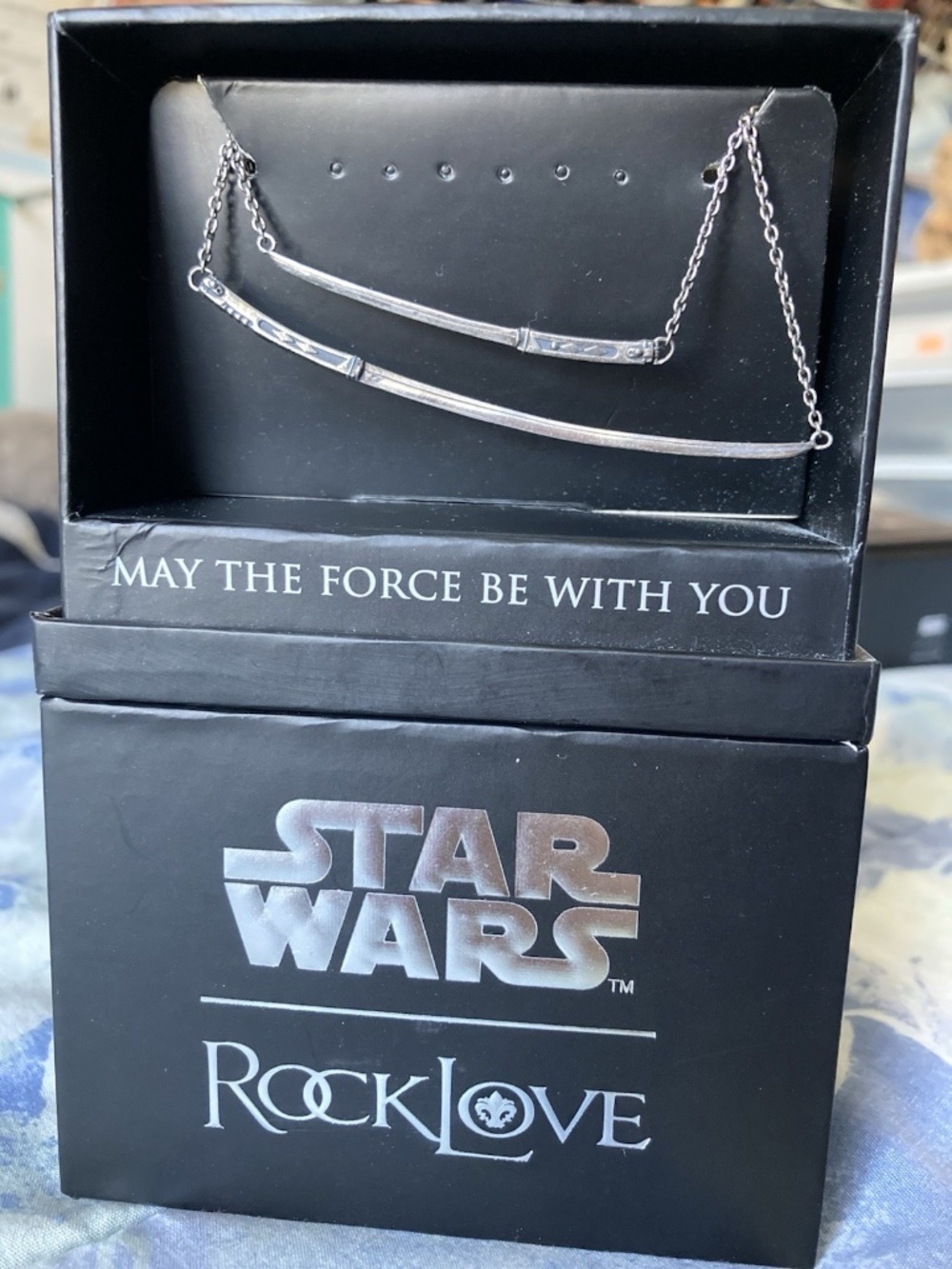 Star Wars x RockLove Jewelry Ahsoka Tano Rebels Lightsaber Silver Necklace + box
